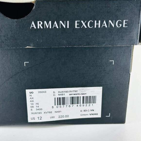 AX Armani Exchange Sneakers with Logo Mens Size 12 Off White Navy Casual Shoe - Picture 14 of 14